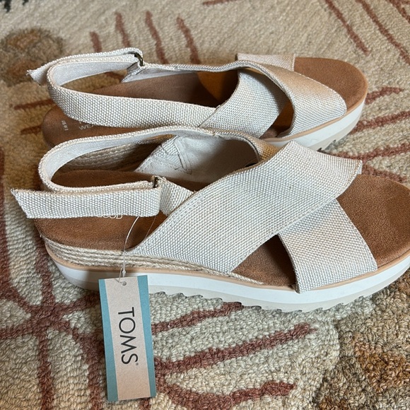 Toms Diana Crossover comfy chunky wedge espadrille Sandals neutral 8 NWT - Picture 11 of 13